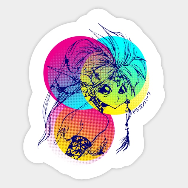 Colourful dragon girl Sticker by AlexRoivas